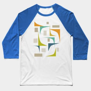 Mid Century Modern Colorful Corners Baseball T-Shirt